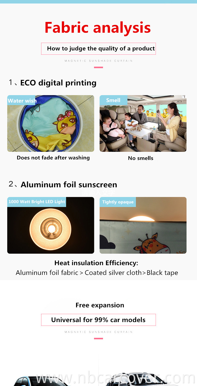 2 packs simple portable custom design magnets sunscreen microfiber cloth transparent sun shade curtain car